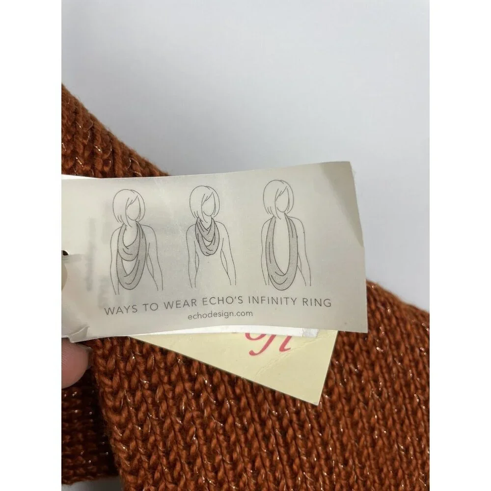Echo‎ Rust Red Metallic Modal Blend Knit Infinity Scarf